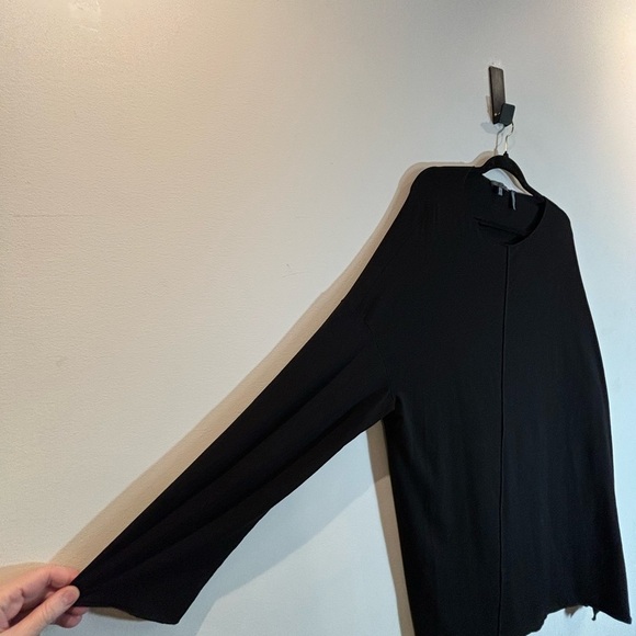 OSKA Sz 5 Slinky Long Line Crew Neck High Low Long Sleeve Middle Seam Tunic Top - Picture 6 of 9